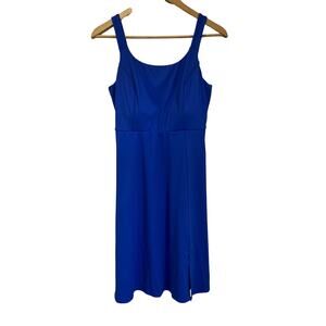 LuLaRoe Blue Cross Back Fit & Flare Midi Dress Sleeveless Stretchy Sz S